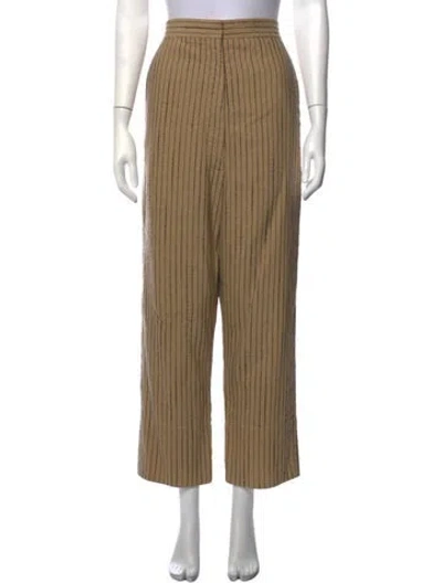 Pre-owned Celine Striped Straight Leg Pants In Brown