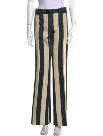Pre-owned Celine Striped Straight Leg Pants In Green/neutrals