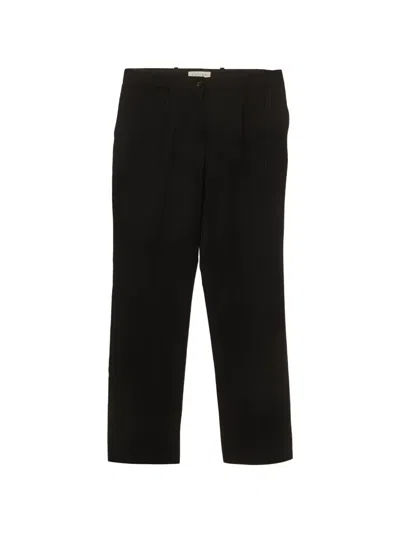 Pre-owned Celine Striped Straight-leg Trousers In Black