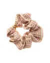 Celine Striped Triomphe Scrunchie In Green