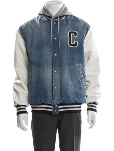Pre-owned Celine Striped Varsity Jacket In Blue