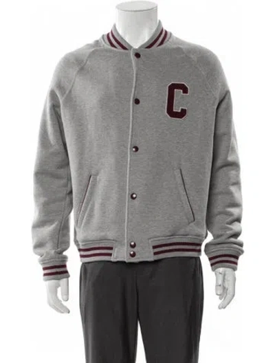 Pre-owned Celine Striped Varsity Jacket In Gray