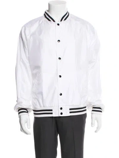 Pre-owned Celine Striped Varsity Jacket In White