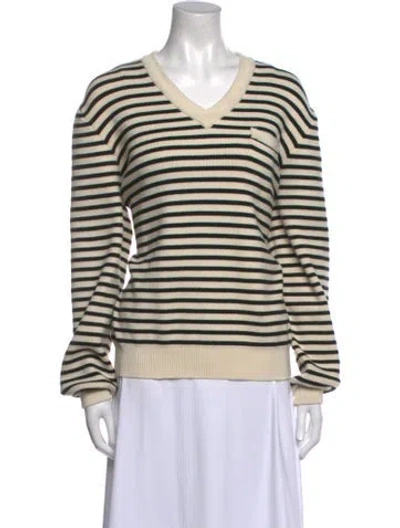Pre-owned Celine Striped V-neck Sweatshirt In Neutral