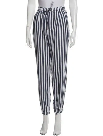 Pre-owned Celine Striped Wide Leg Pants In Blue/white