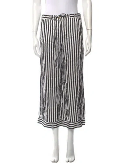 Pre-owned Celine Striped Wide Leg Pants In White