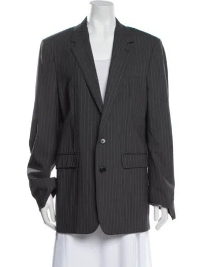 Pre-owned Celine Striped Wool Blazer In Gray