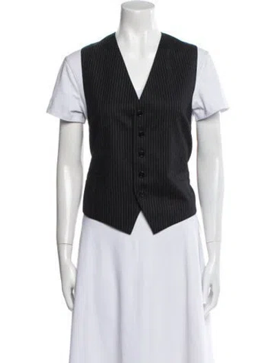 Pre-owned Celine Striped Wool Vest In Black