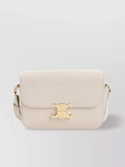 Celine Structured Triumph Shoulder Bag In Beige