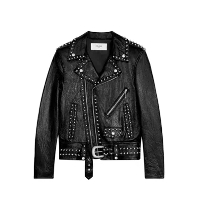 Celine Studded Leather Jacket In Black