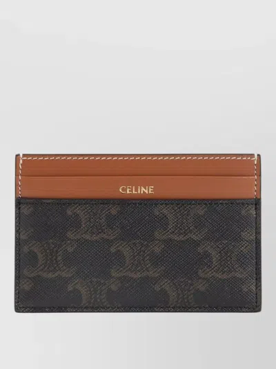 Celine Stylish Medium Card Holder With Contrast Stitching In Brown