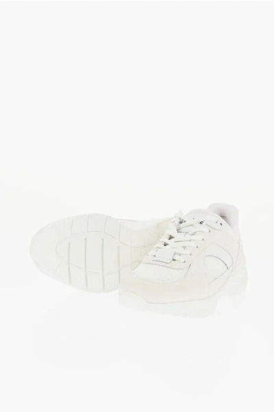 Celine Suede And Fabric Runner Lace-up Sneakers In White