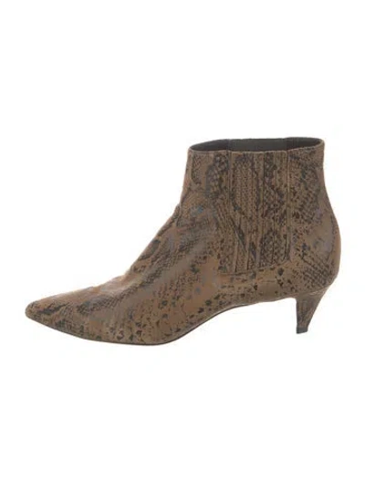 Pre-owned Celine Suede Animal Print Boots In Brown