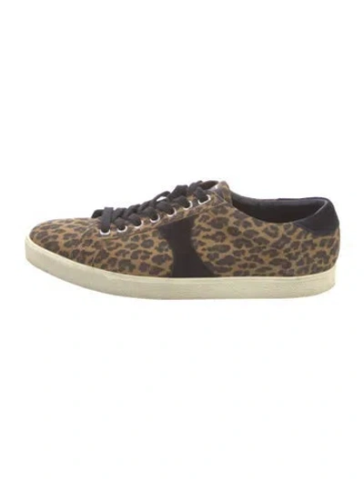 Pre-owned Celine Suede Animal Print Sneakers In Brown