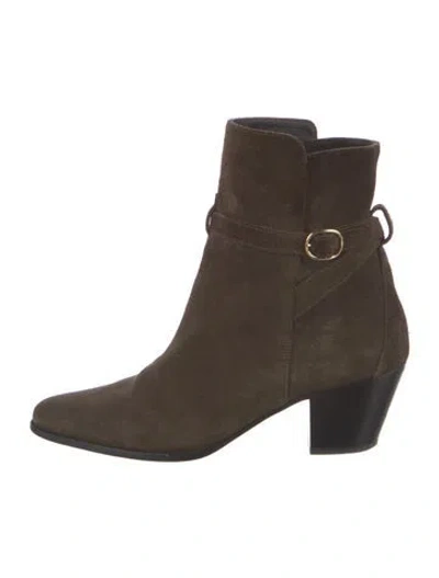 Pre-owned Celine Suede Boots In Green