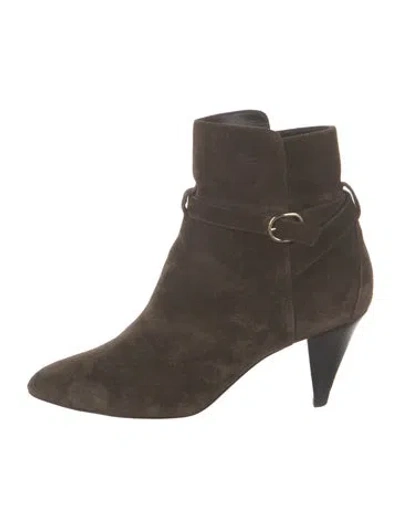 Pre-owned Celine Suede Boots In Green