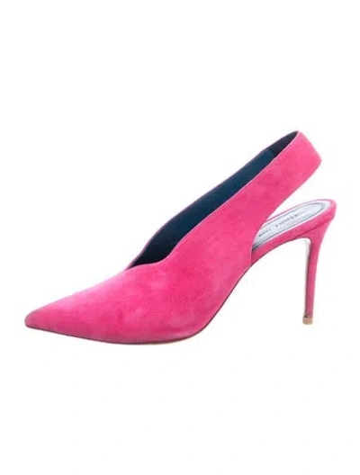 Pre-owned Celine Suede Bow Accents Slingback Pumps In Pink