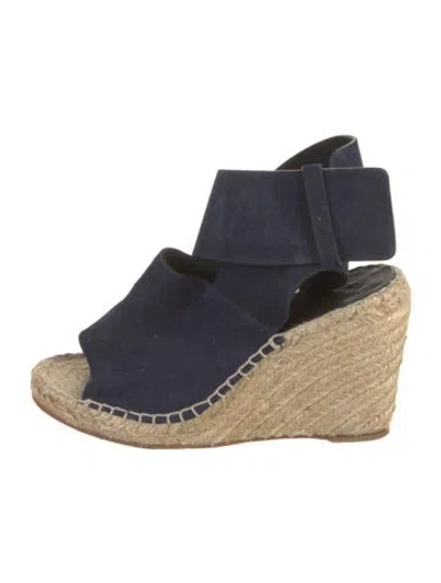 Pre-owned Celine Suede Braided Accents Espadrilles In Blue