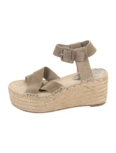 Pre-owned Celine Suede Braided Accents Espadrilles In Grey/neutrals