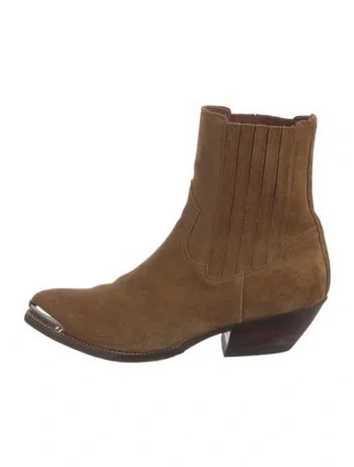 Pre-owned Celine Suede Chelsea Boots In Brown