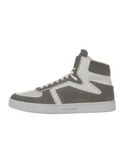 Pre-owned Celine Suede Colorblock Pattern Sneakers In Gray