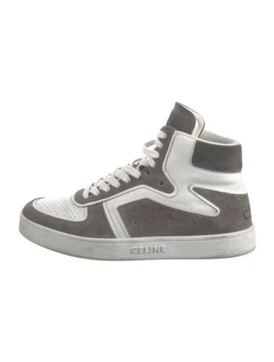 Pre-owned Celine Suede Colorblock Pattern Sneakers In Gray
