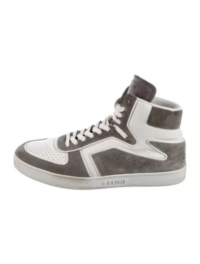 Pre-owned Celine Suede Colorblock Pattern Sneakers In Gray