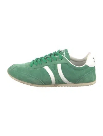 Pre-owned Celine Suede Colorblock Pattern Sneakers In Green