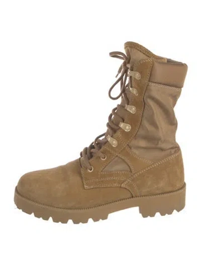 Pre-owned Celine Suede Combat Boots In Brown