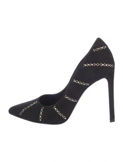 Pre-owned Celine Suede Crystal Embellishments Pumps In Black