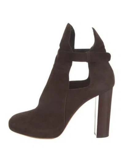 Pre-owned Celine Suede Cutout Accent Boots In Brown