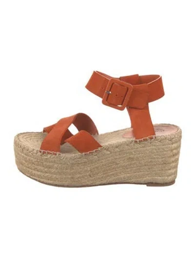 Pre-owned Celine Suede Cutout Accent Espadrilles In Orange