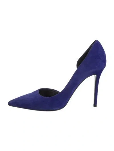 Pre-owned Celine Suede Cutout Accent Sandals In Blue