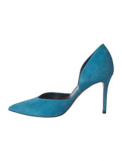 Pre-owned Celine Suede D'orsay Pumps In Blue