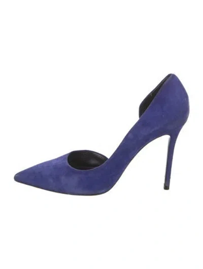 Pre-owned Celine Suede D'orsay Pumps In Blue