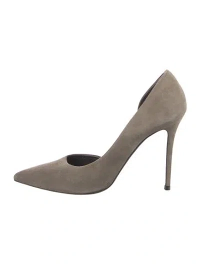 Pre-owned Celine Suede D'orsay Pumps In Gray