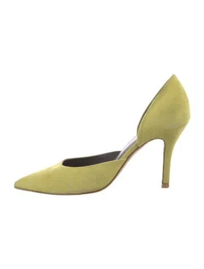Pre-owned Celine Suede D'orsay Pumps In Green