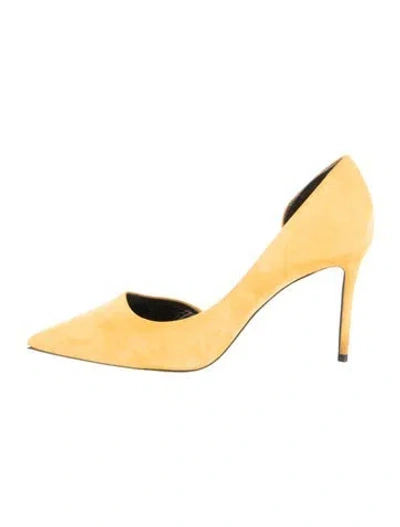 Pre-owned Celine Suede D'orsay Pumps In Yellow