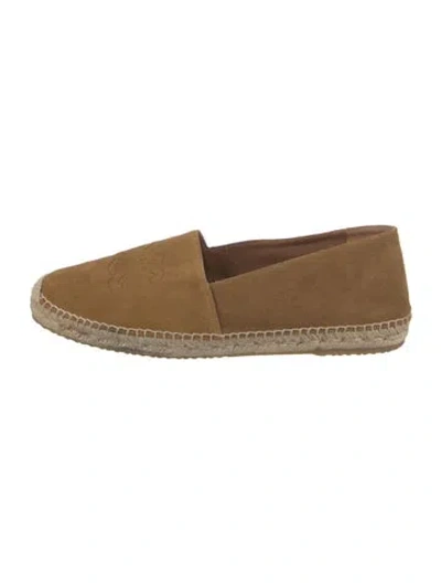 Pre-owned Celine Suede Embroidered Accent Loafers In Brown