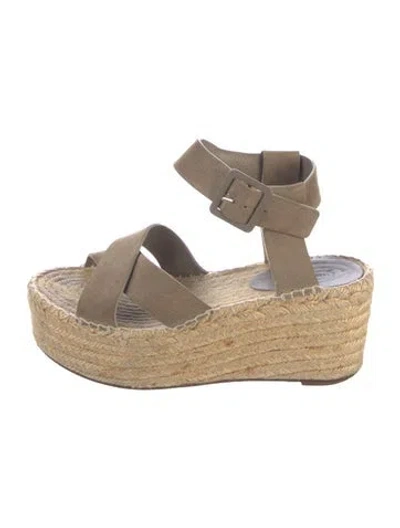 Pre-owned Celine Suede Espadrilles In Gray
