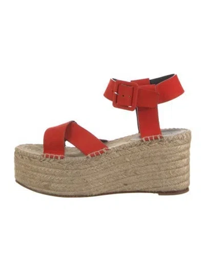 Pre-owned Celine Suede Espadrilles In Orange