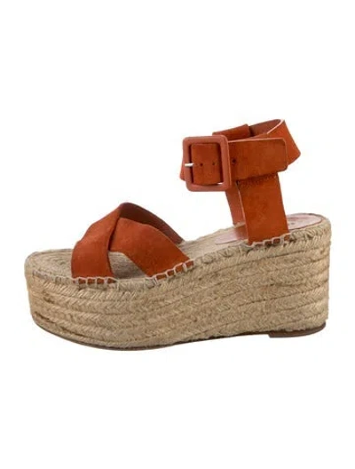 Pre-owned Celine Suede Espadrilles In Orange