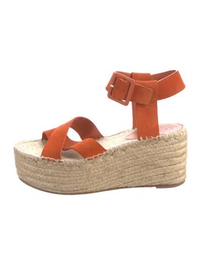 Pre-owned Celine Suede Espadrilles In Orange
