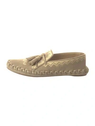 Pre-owned Celine Suede Graphic Print Loafers In Neutrals