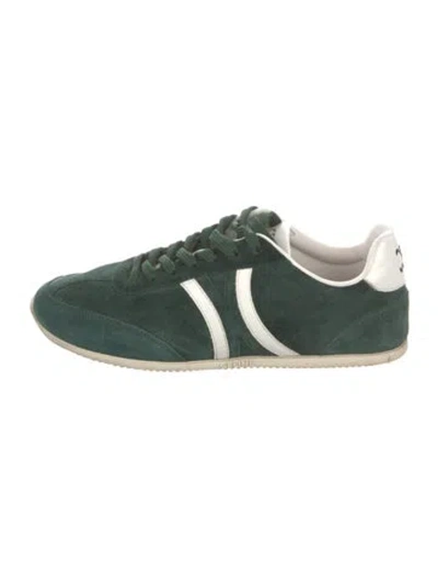 Pre-owned Celine Suede Graphic Print Sneakers In Green