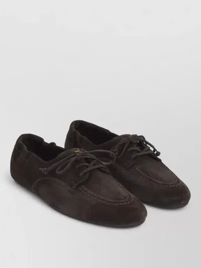 Celine Suede Leather Lace-up Loafers In Brown