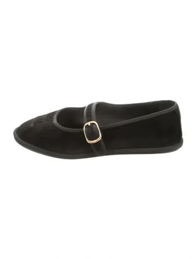 Pre-owned Celine Suede Leather Trim Embellishment Ballet Flats In Black