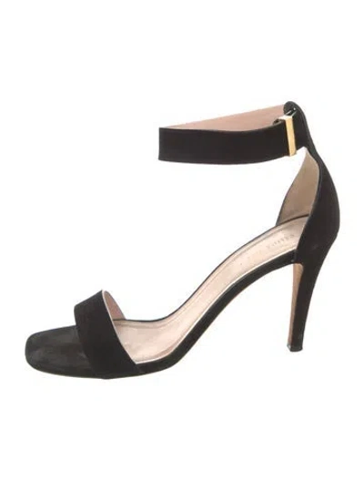 Pre-owned Celine Suede Leather Trim Embellishment Sandals In Black