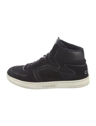 Pre-owned Celine Suede Leather Trim Embellishment Sneakers In Black