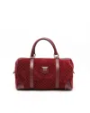 Celine Céline Suede Macadam Boston Bag In Red